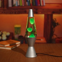 Lampe à lave en gros directement de l'usine, lampe de table à succès, veilleuse avec base argentée pour chambre à coucher, certifiée ETL, ampoule halogène en verre