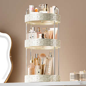 1pc Accessible Luxury <b>Rotating</b> Cosmetics Storage Box Desktop High-end Makeup Brush Storage Tube Lipstick Cosmetics Dressing - Product Image 1