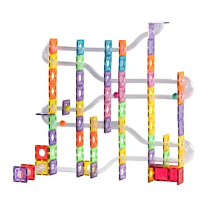 杆磁性大理石跑球磁铁轨道瓷砖块玩具DIY大理石不同颜色设置OEM定制盒子