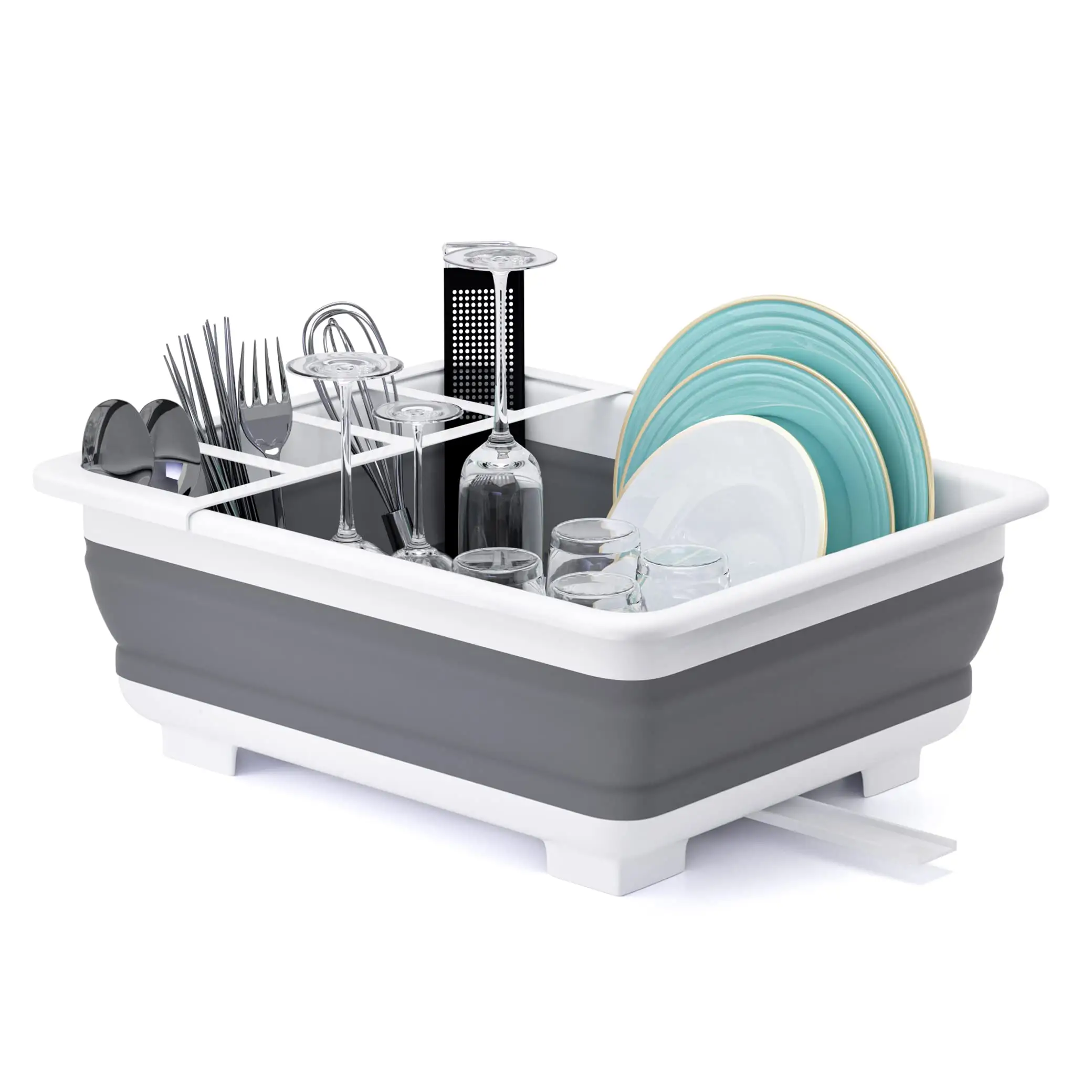 Collapsible Dish Drying Rack Kitchen Storage Tray Portable Dinnerware Drainer Organizer