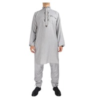 Jubba blanche pour homme, Abaya décontractée à manches longues, avec broderie latérale rose, en coton égyptien, style Drosh Jalabiya Thobe Al Asseel