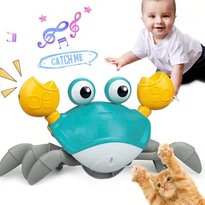 Bébé ventre temps musique électrique marche crabe chien chat course détection automatique évasion crabe enfant en bas âge apprentissage ramper crabe bébé jouet