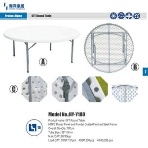 Mesa de Comedor Redonda Plegable de Plástico de 10 Plazas, 6 pies (180 cm), en Venta - Product Image 3