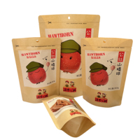 Sacs en papier kraft brun refermables de 14*22+4cm pour aliments, avec fermeture éclair, personnalisables par impression en héliogravure pour le thé - Vente en gros