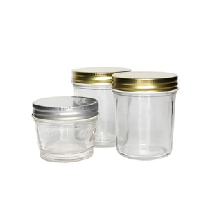 Không có không khí 4oz 8oz 12oz 16oz Tamper <span class=keywords><strong>Mason</strong></span> trong suốt trứng cá muối lọ thủy tinh với kim loại vít nắp cho bảo quản - Product Image 1