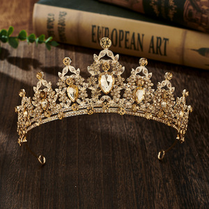 Di lusso da sposa corona colorata in lega di cristallo pieno diamante fascia barocca in metallo Tiara accessori per abiti da sposa copricapo - Product Image 2