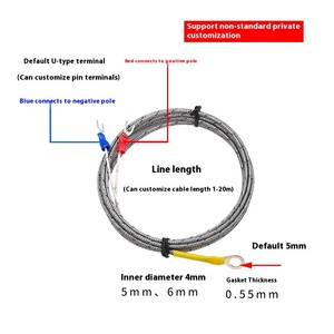 مستشعر حرارة من النوع K/E مع مقاومة حرارية <span class=keywords><strong>PT100</strong></span> وقطر داخلي M5 لآلات حقن البلاستيك - Product Image 2