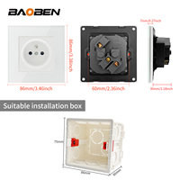 BAOBEN Interrupteur mural et prise multifonctionnels en verre trempé blanc 13A, norme britannique, européenne et américaine, USB Type-C