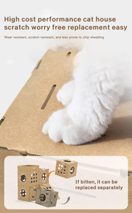 Kubus Nieuwe Slijtvaste Kat Krasbord Geïntegreerd Papier Shell Doos Kartonnen Doos Milieuvriendelijk Villa Kat Huis - Product Image 5