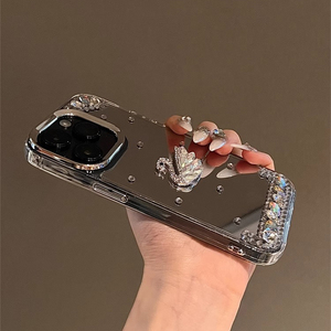 Ốp điện thoại <span class=keywords><strong>iPhone</strong></span> 17 Pro Max mạ điện sang trọng, đính đá lấp lánh hình thiên nga, phong cách Hàn Quốc dành cho nữ, tương thích với các dòng 15, 14, 16 - Product Image 4