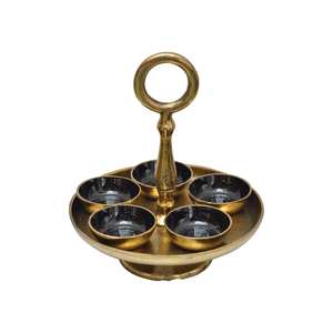 5 bols modernes en métal avec support Bol de service fantaisie avec support de bols Ustensiles de cuisine en métal Article décoratif pour la maison Meilleur vendeur - Product Image 5