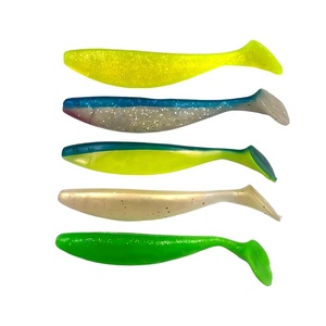 Leurre souple prêt à l'emploi de 9 cm à queue en T <span class=keywords><strong>pour</strong></span> la pêche en eau moyenne/du fond/en surface - Cible : Saumon, Poisson-chat, Perche, Brochet - Matériau PVC - 5 pièces/sac - Product Image 2