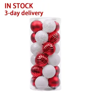 EAGLEGIFTS In Stock 2024 New Design Red White Colored Xmax Decorative Ornaments Plastic Christmas Ball for Christmas Decoration