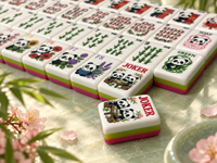 Jeu de Mahjong américain, tuiles de Mahjong Panda, design floral à 3 couches avec tuiles Joker et tuiles des éléments, pour soirée de jeu en famille, cadeau de fête