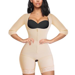 Body Reductor de Mujer de Manga Larga y <span class=keywords><strong>Media</strong></span> Manga Transpirable ODM con Control de Abdomen y Cintura Alta, Abertura en la Entrepierna, de Cuerpo Completo - ¡Venta Caliente! - Product Image 5