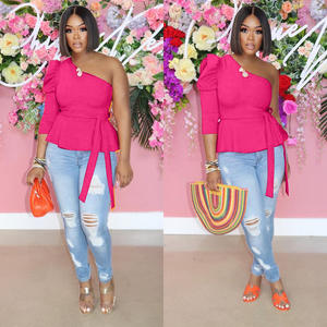 Abbigliamento donna <span class=keywords><strong>monospalla</strong></span> alla moda estivo in tinta unita <span class=keywords><strong>top</strong></span> a manica singola <span class=keywords><strong>top</strong></span> da donna alla moda - Product Image 5