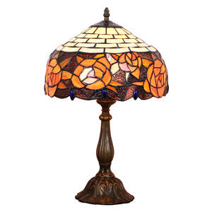 European Retro Style <b>Table</b> <b>Lamp</b> Flexible Stained <b>Glass</b> Roses Design for Living Room Dining Room Bedroom Bedside Study Decor - Product Image 3