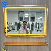 Miroir LED en plastique Art Déco 5 mm, taille personnalisée, montage mural, commande tactile, lumière réglable pour salle de bain/chambre à coucher
