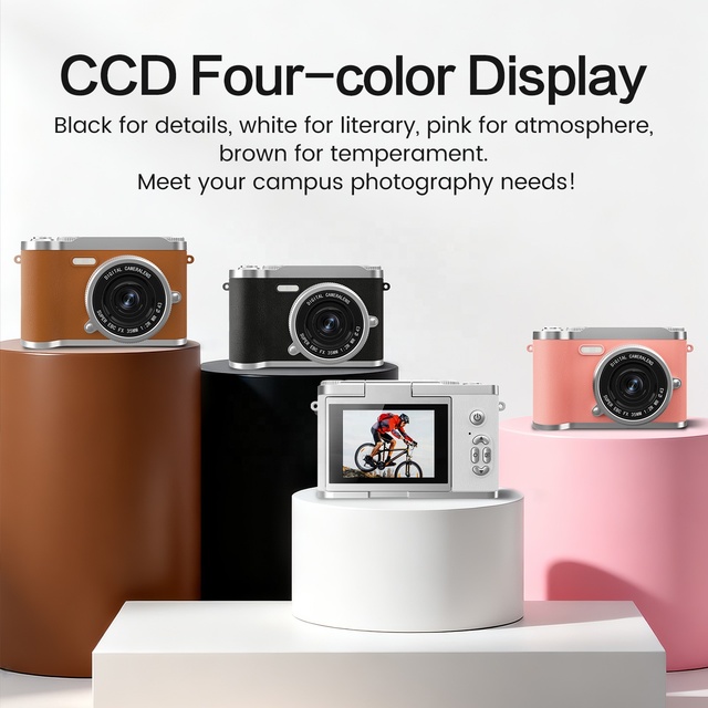 2026 New Retro Style 2.4-Inch 180 Flip Selfie Camera 1080p CMOS 16X Zoom 48MP LED Fill Light Built-in Games Filter MicroSD