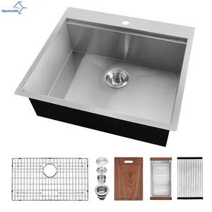 Kitchen Sink Handmade Hot Selling Handmade SUS 3O4 Anti-rust Drop In Stainless Steel Topmount Kitchen Sink With Bulk In The U.S. Warehouse