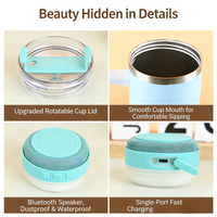 Speaker Bluetooth 40oz cerdas pabrik cangkir musik cerdas portabel Tumbler Lurus baja tahan karat dengan speaker