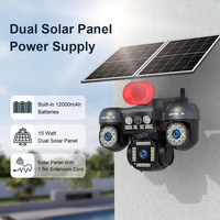 Caméra de sécurité LS VISION 3K à 3 objectifs et 3 écrans, AOV 4G, alimentée par énergie solaire, panneau solaire double 15W, batterie 12000mAh, suivi automatique PTZ