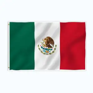Bandera mexicana nacional MX, bandera 100% de poliéster, 3x5 pies, 3x5 pies, STOCK barato