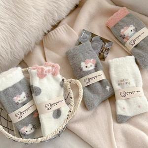 Morning Talk Women's Thick Fleece Mid Calf <b>Socks</b> Cute Cartoon Warm Winter <b>Socks</b> - Product Image 3