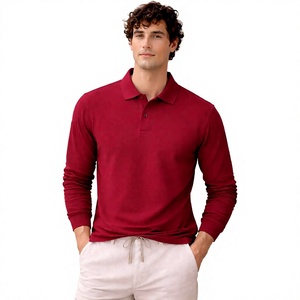 Polo pour homme en coton tricoté de haute qualité, manches longues, coupe classique, col classique, haut de golf décontracté, logo personnalisé, vente en gros - Product Image 3