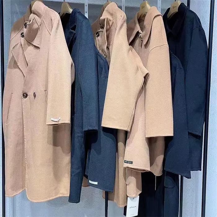 Winter new high-end used cashmere coat mid-length solid color women's clothing discount tail goods wholesale clearance
