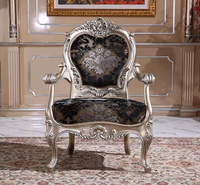 Fauteuil de lecture classique baroque français OE-FASHION, fauteuil de loisirs en cuir, style européen de luxe, canapé en bois massif
