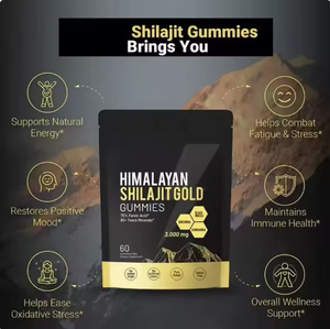 Gomitas de Shilajit Puro del Himalaya con Ashwagandha y Ácido Fúlvico, Suplemento de 60 Piezas, Energía, Concentración, Apoyo Inmunológico, Sin Azúcar - Product Image 3