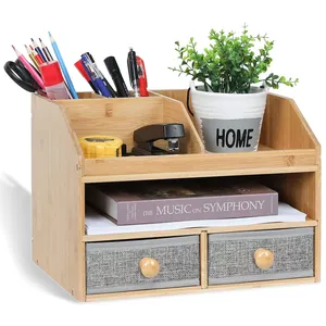 High-quality Durable 3 Tier Bamboo Desk Organizer with Drawers