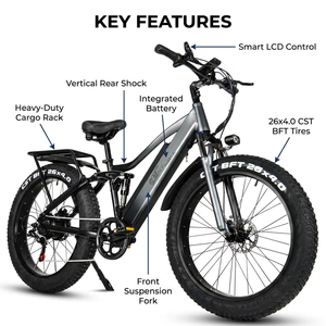 Bicicleta Eléctrica de Descenso de Montaña, Bicicleta Eléctrica de Montaña de Fibra de Carbono, 48v 750w, Batería Integrada, Suspensión Completa, Todoterreno - Product Image 2