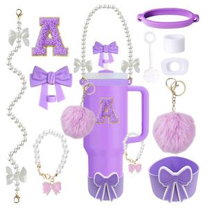 Ensemble d'accessoires pour gobelets <span class=keywords><strong>Stanley</strong></span> de 30 oz et 40 oz avec poignée, comprenant une sangle perlée, un nœud, un embout de paille et des décorations de base. - Product Image 1