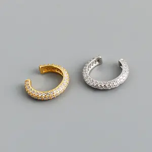S925 18k Gold Plated Fakes Cartilage Ear Clip Earring 925 Sterling Silver Micro Pave Zircon Ear Cuff Earring
