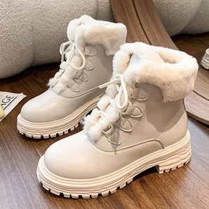 Dropshipping Custom Logo Warm Fur Lining Winter Boots Women Shoes Waterproof Comfortable Snow Boots