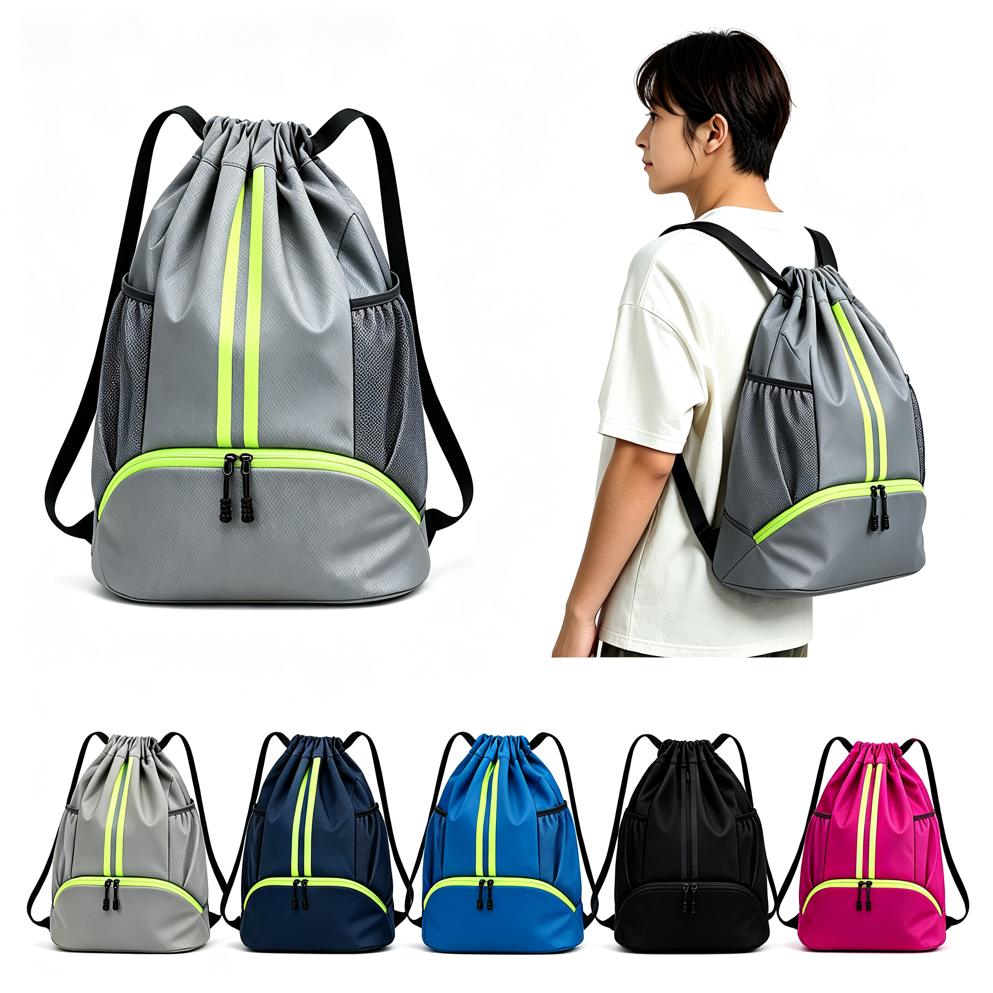 Waterproof Polyester 24L Drawstring Gym Backpack