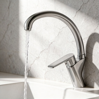 Robinet de cuisine à col de cygne en alliage de zinc chromé avec mitigeur eau chaude et froide, idéal pour les cuisines d'appartement