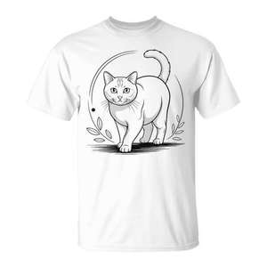 T-shirt unisexe blanc à motif de chat birman européen, taille adulte M, col rond, manches courtes, imprimé en sérigraphie - Product Image 1