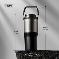 Gobelet de voyage isotherme sous vide en acier inoxydable 316 à double paroi, 700 ml, avec revêtement céramique, anti-fuite, personnalisable avec logo, couvercle 6-12, vente en gros