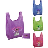 Sac à provisions pliable en polyester en tissu non tissé personnaliser sac recyclé pliable sacs à provisions pliables avec poches