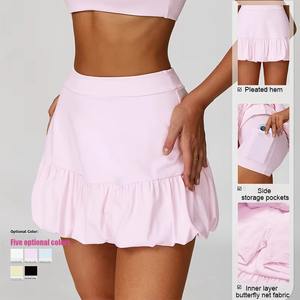 TN1859 şık Hollow-Out geri yüksek destek spor sutyen pilili Hem Golf şort cepler ile Skorts tenis etek 2 parça Set - Product Image 3