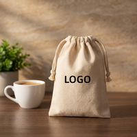 Sacs à cordon en toile de coton et lin naturels, écologiques, avec logo personnalisé, pour emballages cadeaux, bijoux, rangement