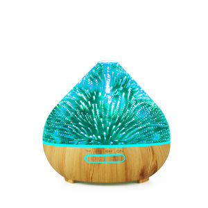 Difusor de Aroma Creativo 3D de Vidrio con Base de Madera con Acabado Ligero, Humidificador de 0.5L de Capacidad para Uso en el Hogar y la Oficina - Product Image 3