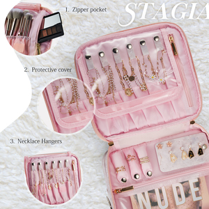 Portable Marble Rose <b>Makeup</b> Bag Travel <b>Case</b> Multi Function 2 Layer Cosmetic Bag Jewellery Storage Organizer with Shoulder Strap - Product Image 5