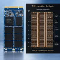 Fabricant de cartes de circuits imprimés pour disques durs - Carte logique SSD M.2 NVMe HDI multi-couches jusqu'à 40 couches High-TG Megtron ENIG ENEPIG