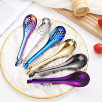 Cuillère écumoire mini Dingyue moderne colorée en acier inoxydable 304 plaqué, perforée, pour caviar, fondue chinoise, écrémeuse à soupe, réutilisable