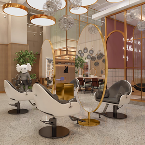 Lớn không thường xuyên <span class=keywords><strong>LED</strong></span> Salon cắt tóc gương màu vàng lớn trang trí gương Salon gương với đèn <span class=keywords><strong>LED</strong></span> - Product Image 4