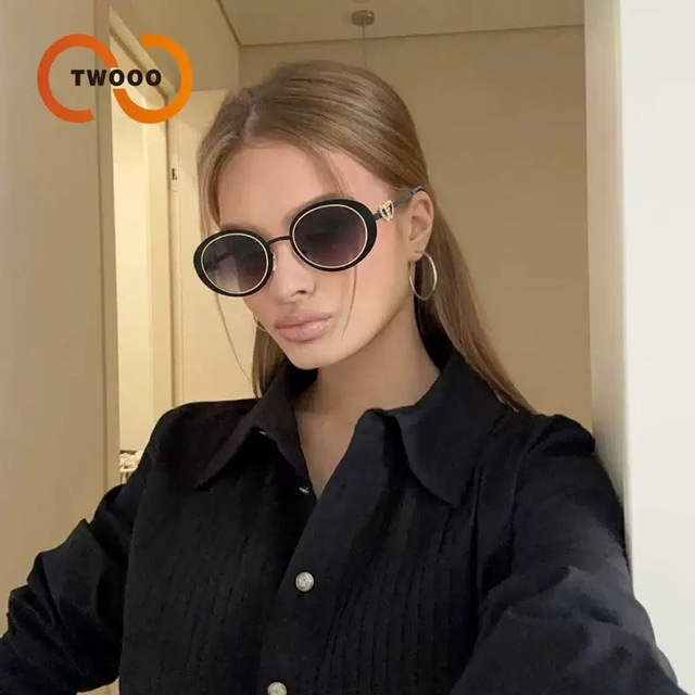 Twooo T1531 New Oval Small Frame Personality Trendy Heart Sunglasses